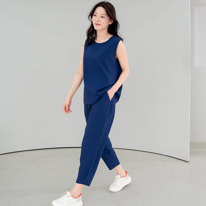 물론 국내생산 여성 풍기포인견 와플나시 9부바지 셋업