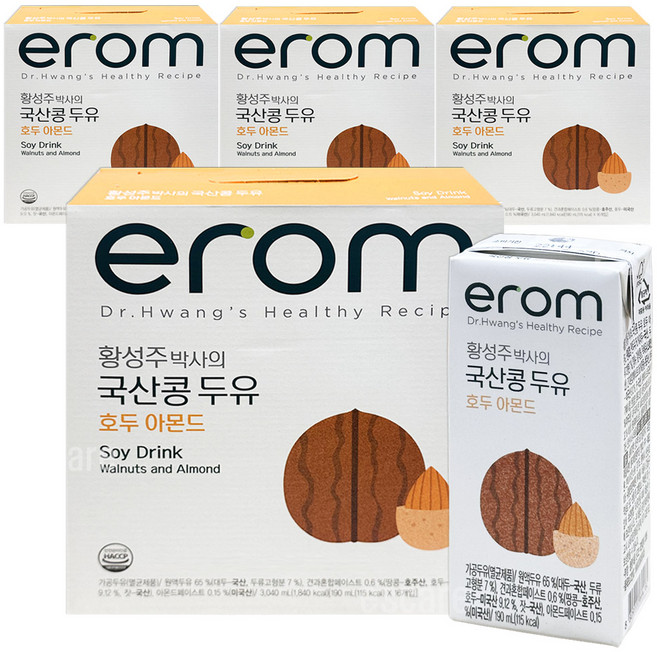 이롬 황성주 박사의 국산콩 두유 호두 아몬드, 190ml, 64개