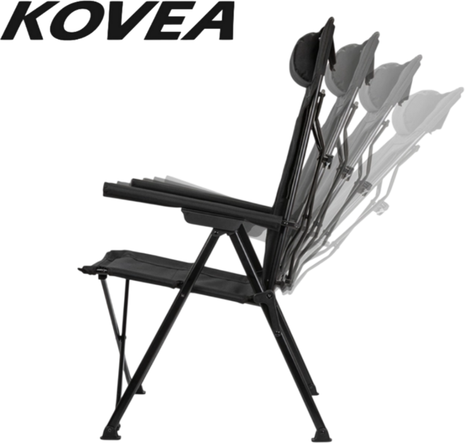 코베아 리클라이너 캠핑 의자 접이식 릴렉스 체어 각도조절 안락의자, 1개, 블랙(Black)