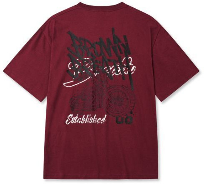 브라운브레스 brownbreath CRACKED TAG TEE - BURGUNDY