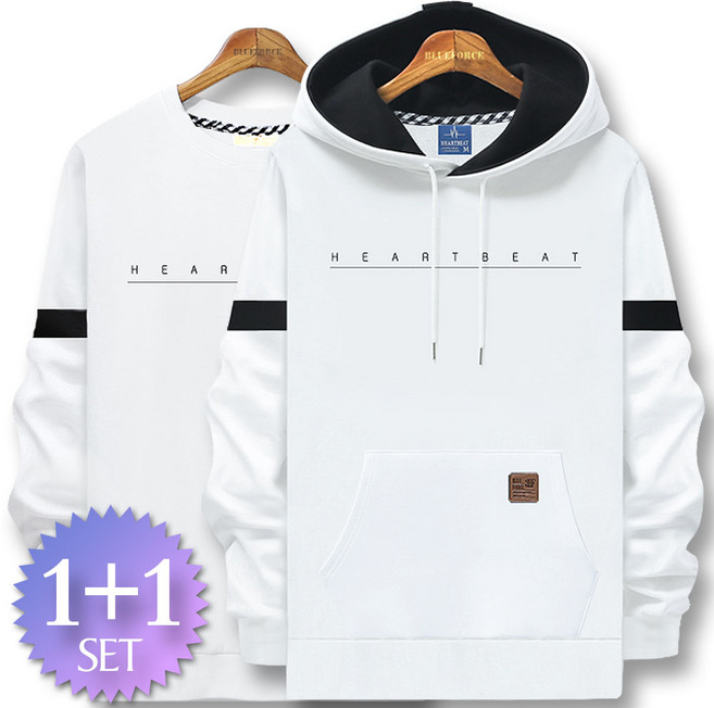 블루포스 텔링슨 맨투맨 + 덴리슨 후드티 [2장 묶음] 남자 긴팔 티셔츠 남성 빅사이즈 운동복 겨울 단체티 커플티 츄리닝