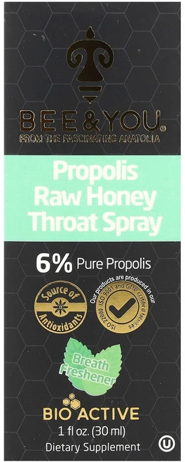 Bee & You 프로폴리스 생꿀 목 스프레이 30ml (1 fl oz) BYU-00064, 1개 - 쿠팡