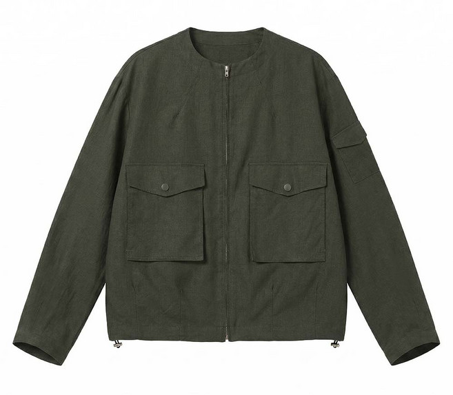 테일러 라운드 린넨 집업 포켓 자켓