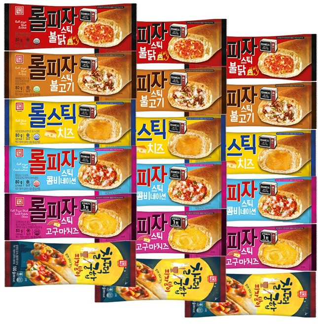 한성 롤피자 스틱 6종 각 3개 콤비 불고기 치즈 고구마치즈 불닭 피자말이 냉동 한입피자 간식, 18개, 120g