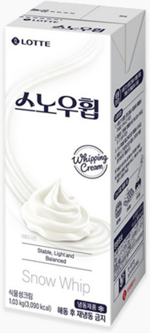 롯데 스노우휩 (식물성 생크림) 냉동 아이스박스+드라이아이스포함, 17개, 1.03kg