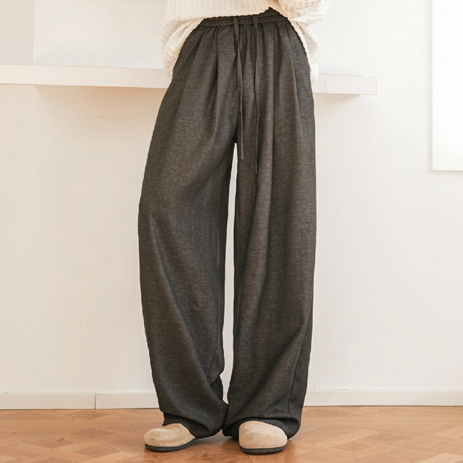 HANYO 남자 빅사이즈 와이드핏 핀턱 바지 밴딩 링클프리 슬랙스 구김방지 팬츠