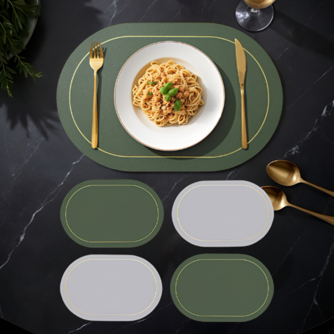 내집내산 식탁 방수 테이블 매트 4P, 1세트, 30cm x 45cm, 네이비+옐로우