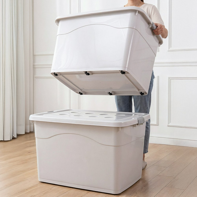 마치홈 초대형 리빙박스 옷 이불 수납정리함, 1개, 그레이