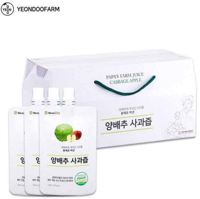 연두팜 돌려따는) 아빠의주스 양배추사과즙 100ml 20 ja유통