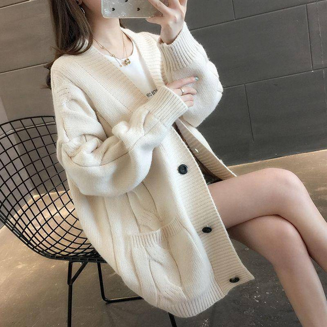 Helena 中長版針織外套 純色學院風 韓版寬鬆休閒百搭 外套女