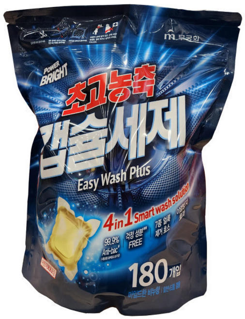 무궁화 파워 브라이트 초고농축 4in 세탁세제 (N), 180세트, 1