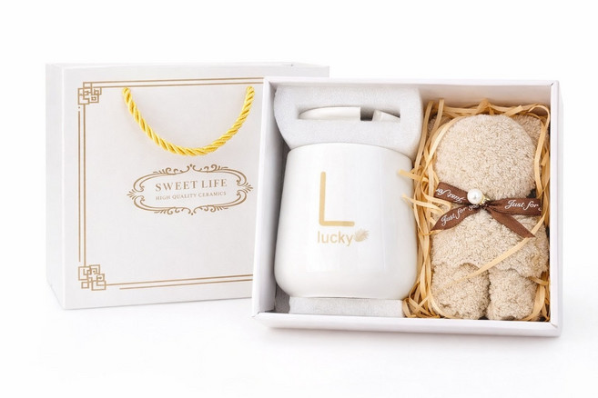 감성 머그잔+핸드타올 SET, 화이트, 1개