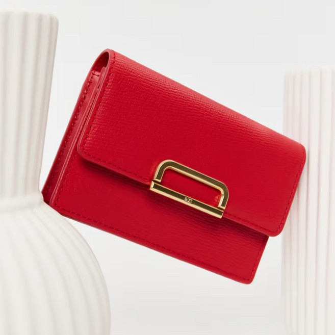 닥스 레드 로고장식 가죽 카드지갑