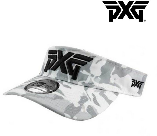 [정품] PXG 남성 바이저 골프 모자 썬캡 카모 스포츠, 화이트, 1개
