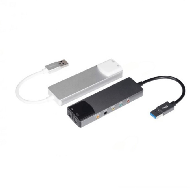 勁祥科技 鋁合金USB光纖SPDIF聲卡 電腦外置多功能支援AC-3 DTS 5.1聲道, 1個, 白色, HY-601