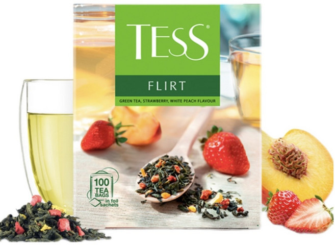 테스 플러트 녹차(복숭아 딸기함유) 개별포장 유럽 러시아연방 먹거리, 1개, 25개입, 37.5g