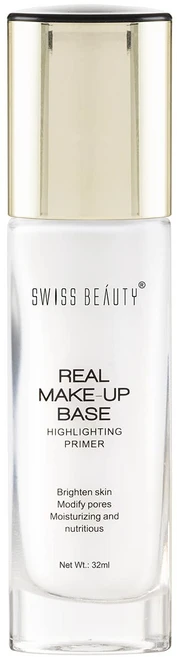 Swiss Beauty Real Makeup Base Highlighting Primer Skin-Hydrating Poreless Primer, 02- Golden Tint, 1개 - 쿠팡