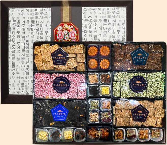 10만원대 고급 한과세트 아빠강정 수제 산자세트 2단 구성 명절 부모님 거래처 영업 선물 추천, 1개