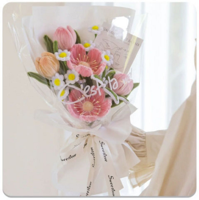 호우맘 DIY 모루 튤립 꽃바발 크리스마스 트리 만들기, 1개, 벚꽃