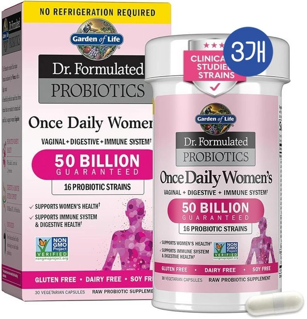가든오브라이프 닥터 포뮬레이티드 프로바이오틱 원스 데일리 우먼 500억 CFU 캡슐, 30정, 3개 - 쿠팡