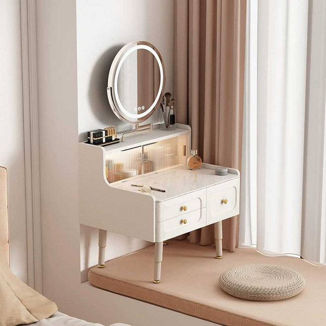 좌식 화장대 거울 세트 소형 화장품 정리대 틈새 수납, C타입 화장대 (길이 0.6m) + 스마트거울