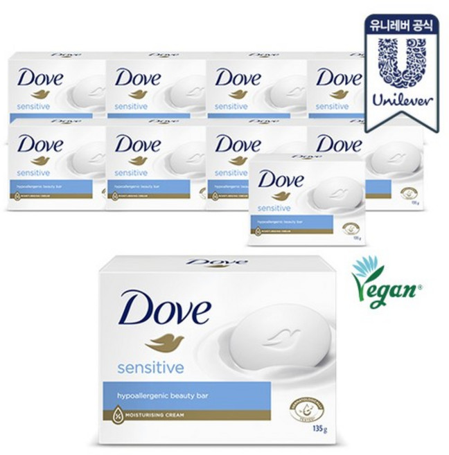 도브 센서티브바 비누 대용량 135g x 10개, 10개입
