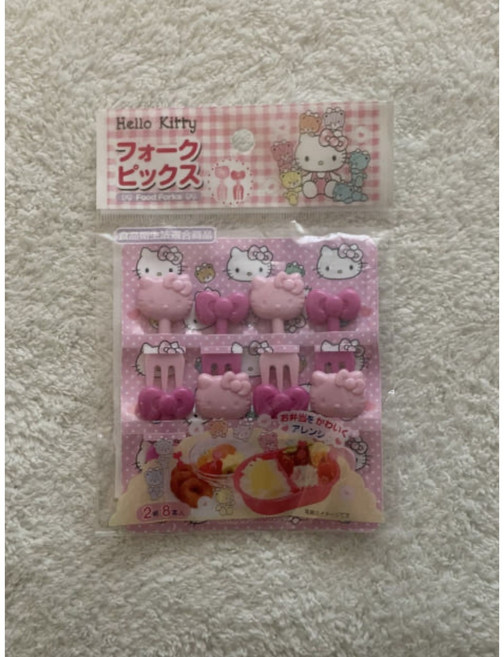 캐릭터 키티 꽃 소풍 어린이집 유치원 예쁜 귀여운 도시락 꾸미기 데코 데코픽 피크닉 과일꽂이 디저트 디즈니 공주 신데렐라 백설공주 인어공주 시나모롤 산리오 미키 마이멜로디 포크, 1개