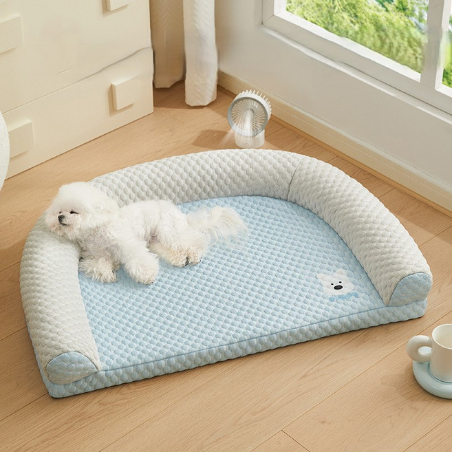 강아지 고양이 여름방석 시원한 애견 U자형 쿨방석 강아지 쿨매트, 1개, 푸른색