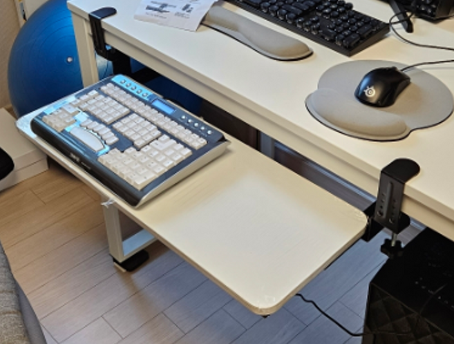 스마트이더 프린터 책상 키보드 거치대 받침대 레일 트레이, 화이트(52X25)