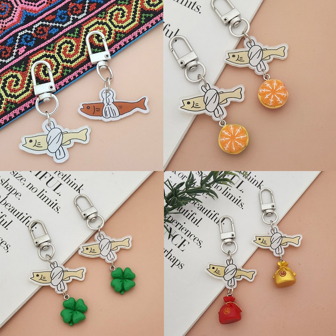 액막이 명태 키링 액막이키링 행운 새차 북어 삼재, 액막이복주머니/골드, 1개