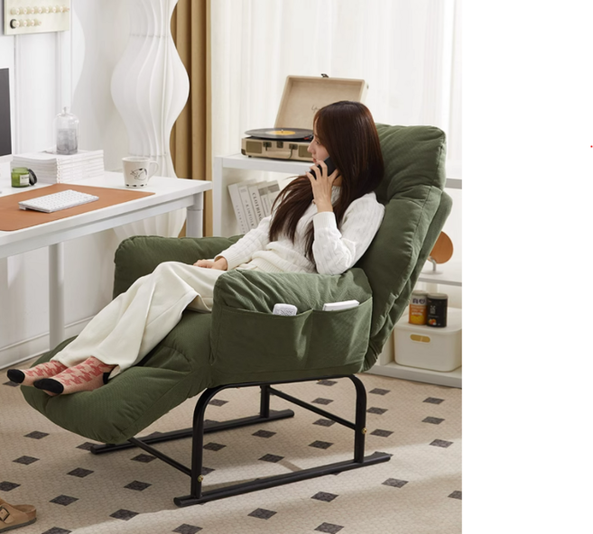 편안한 릴렉스 책상 의자 침대형 중역 간이 침대 1인용 구름 사무용 무중력 리클라이너, 코듀로이 그린