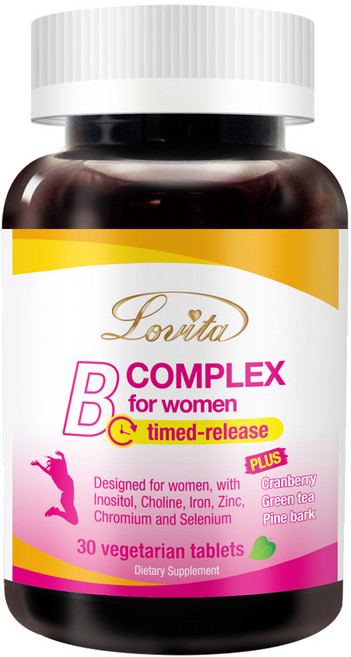 Lovita 女性B群 緩釋錠 素食錠, 30顆, 1.1g, 1罐