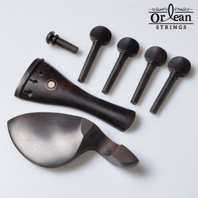 에보니 바이올린 피팅세트 미가공 펙 엔드핀 턱받침 테일피스, 14, 1개