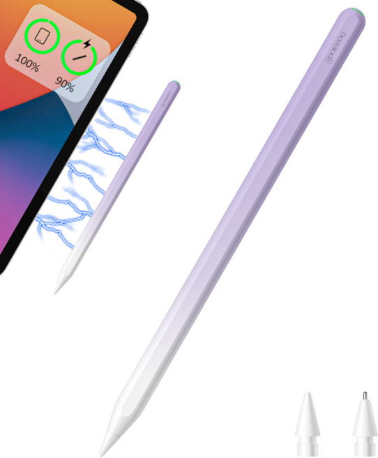 GOOJODOQ for apple 호환 Pencil 2 for iPad 연필 스타일러스 펜 iPad Pro 11 연필 프로 12.9/9.7 2018 2019 Mini 5 with, [04] Purple, 1개
