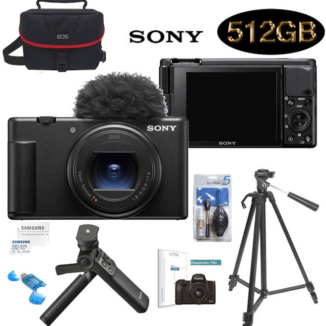SONY ZV-1M2+512GB+GP-VPT2BT+숄더백+삼각대+크리닝킷+보호필름 패키지, 블랙