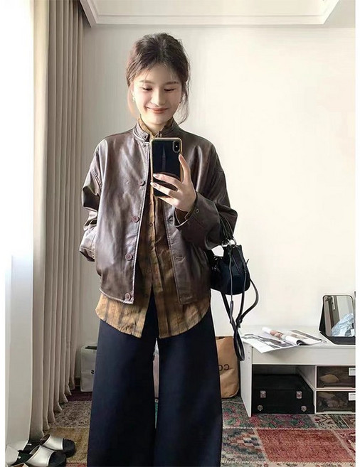 레더 셔츠 여성 여자 봄 재킷 인조 남방 오버핏 가죽