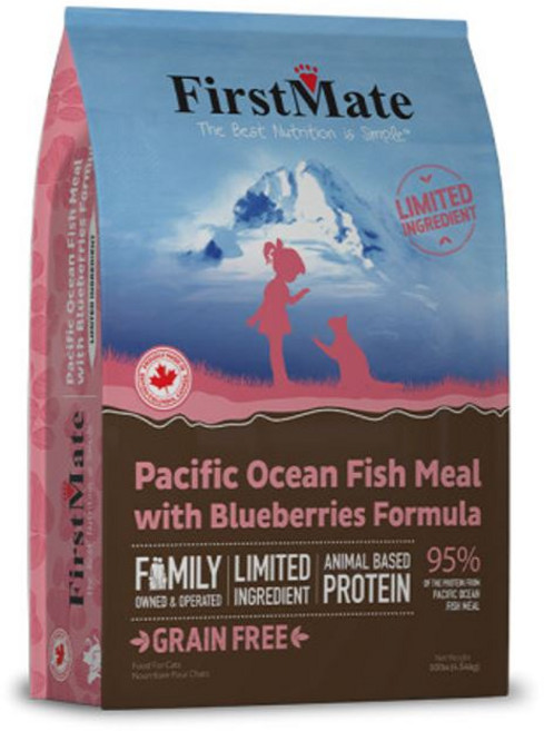 FirstMate 太平洋魚肉藍莓配方 無穀貓糧 均衡營養 呵護愛貓健康, 1個, 4.54kg, 乾魚
