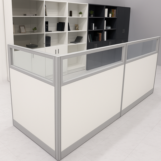 상부유리 사무실 사무용 파티션 칸막이 책상 가림막 파티션 45T, 아쿠아유리(AQ)