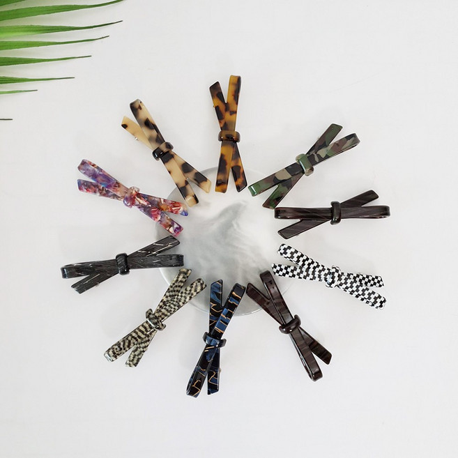 시크몽 프랑스핀 셀룰로오스 심플 리본 7 cm 옆머리 자동 머리핀