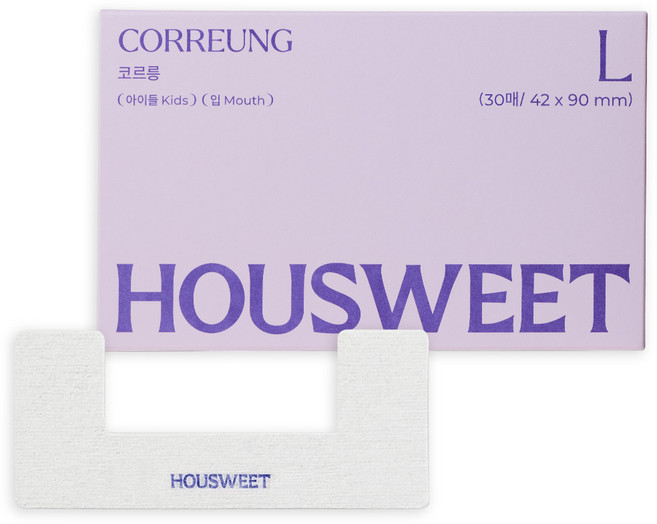 하우스윗 코르릉 L사이즈 30매 어린이 구강 호흡 입벌림 방지 밴드 테이프, 2박스