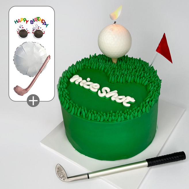 골프공초 케이크 생일초 파티 세트 (캔들+골프채 볼펜+티꽂이+깃발토퍼+풍선+파티안경), 퍼터, 1세트, 화이트