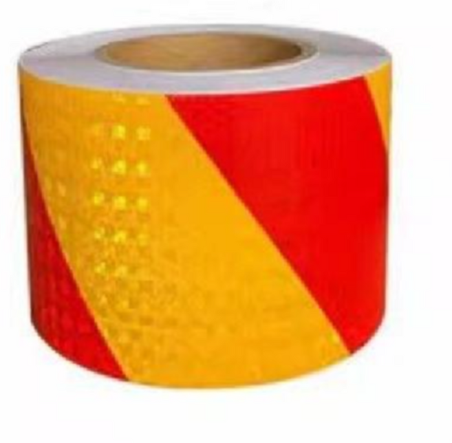 테크툴 황색 적색 사선 안전 반사테이프 10cm x 25m 1롤, 1개