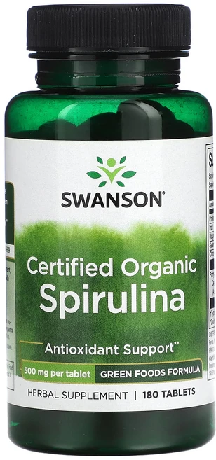 Swanson 유기농 인증 스피룰리나 500mg 180정, Swanson유기농인증스피룰리나500mg180정, 1개 - 쿠팡