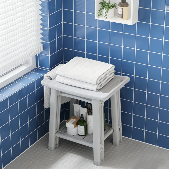 [국내배송] 미끄럼 방지 욕실의자 화장실 높은 샤워의자 임산부 노인욕실의자, 화이트