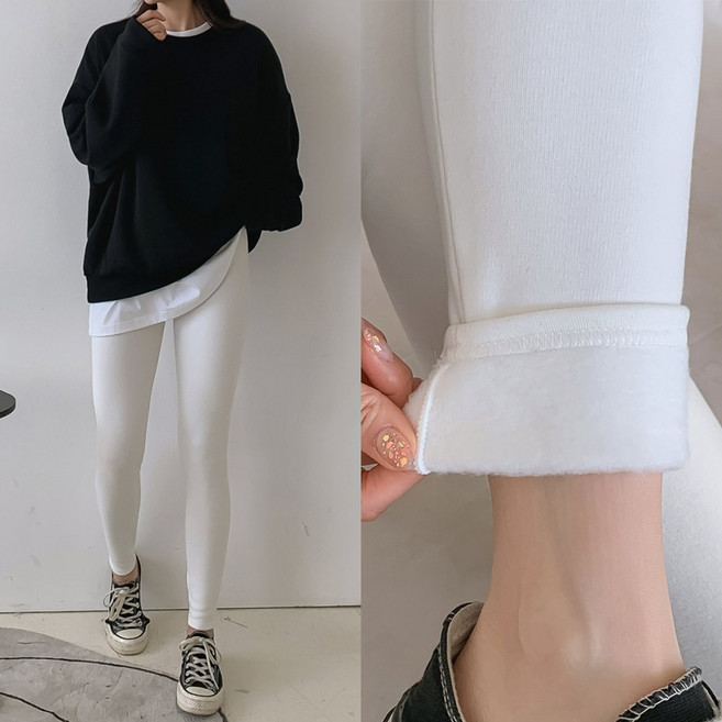 뮤앤뮤즈 여성 포근 융털 밍크 기모 스판 밴딩 겨울 레깅스