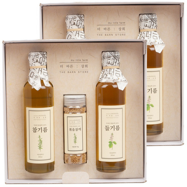 [ 고급 선물세트 ] 더바른상회 프리미엄 4호 선물세트 ( 국산 저온 압착 참기름 국산 볶음 참깨 국산 저온 압착 들기름 ), 2개, 300ml