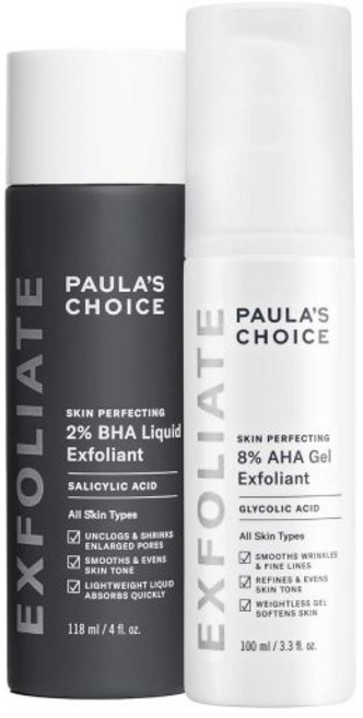 폴라 초이스 스킨 퍼펙팅 8 AHA 젤 각질 제거제 및 2 BHA 리퀴드 듀오, 3.65 Fl Oz(2팩)