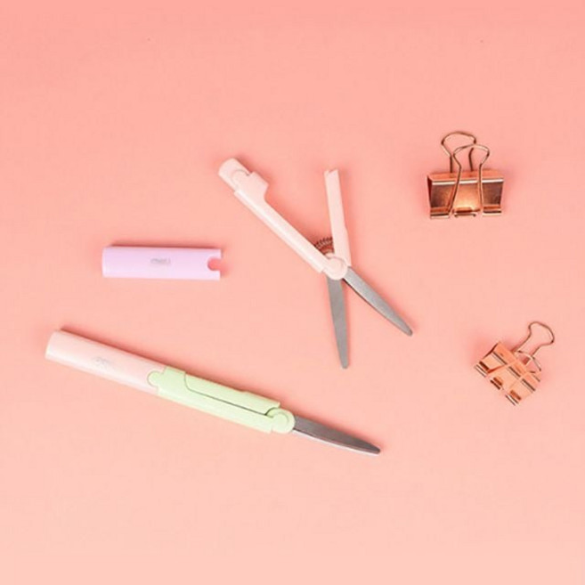 델리 스틱 휴대용가위 캠핑 야외 심플 미니 가위 swg+3591GW, 민트핑크