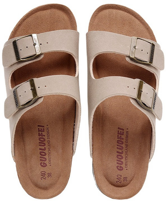 POPO 真皮柏肯拖鞋 軟木中底 加厚足弓 舒適室內外拖鞋 37號 內長23CM, 1個, 羊巴米色超軟墊 鞋面縫線【F5687】,37/23.5號(內長23CM)