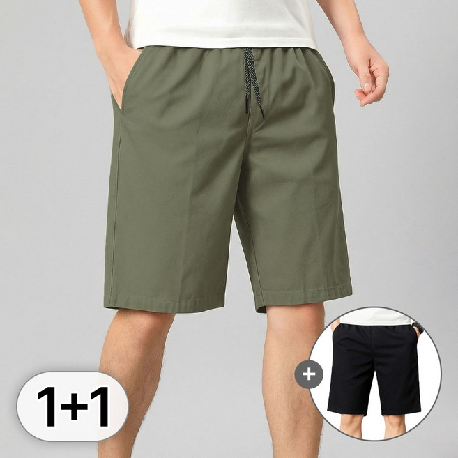 루크 2개 세트 남성 데일리 밴딩 반바지 봄여름 끈조절 5부 4부 기본 하의 심플한 베이직 무지 팬츠